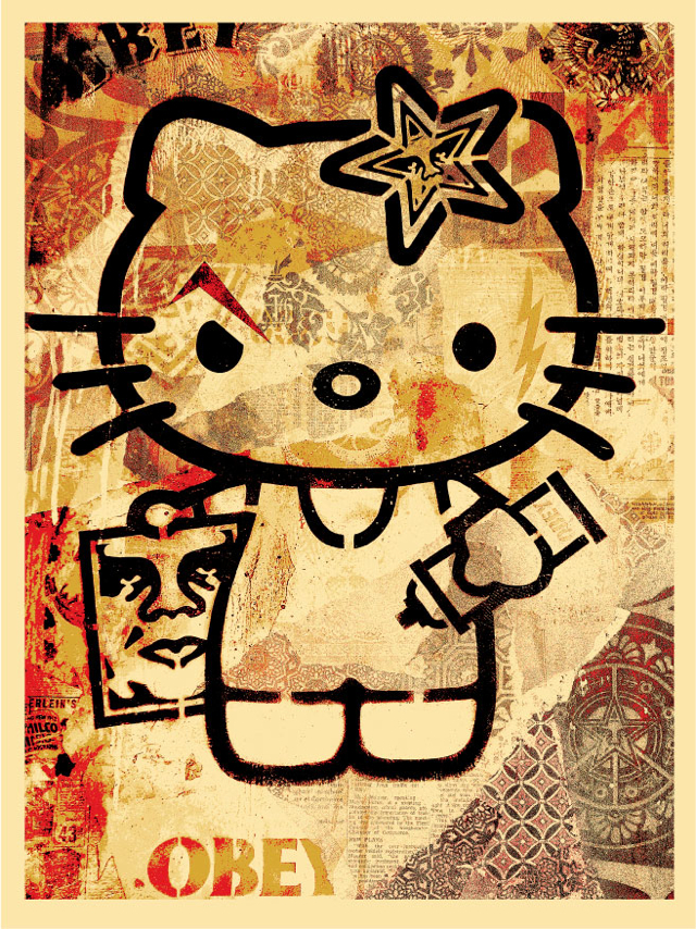 OBEY Hello Kitty print created by Shepard Fairey for the Sanrio Small Gifts 